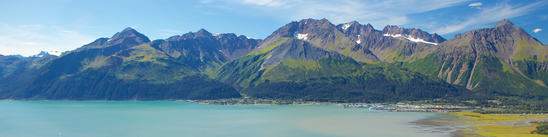 Seward featuring mountains, forests and a river or creek
