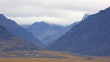 Gates of the Arctic National Park johon kuuluu rauhalliset maisemat, vuoret ja usvaa tai sumua