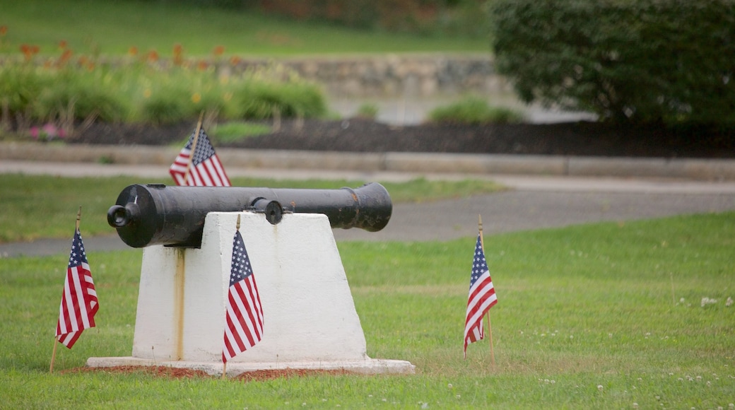 Burlington featuring an administrative buidling and military items