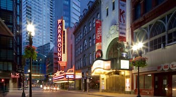 Theatre District - Downtown Crossing showing cbd, signage and street scenes