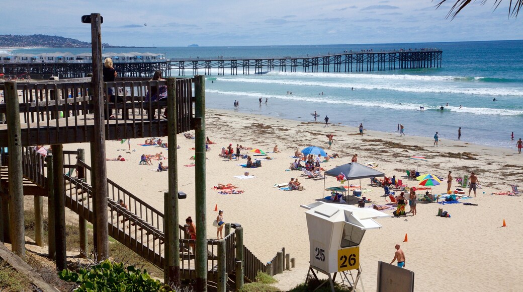 Pacific Beach Park showing swimming, tropical scenes and a sandy beach