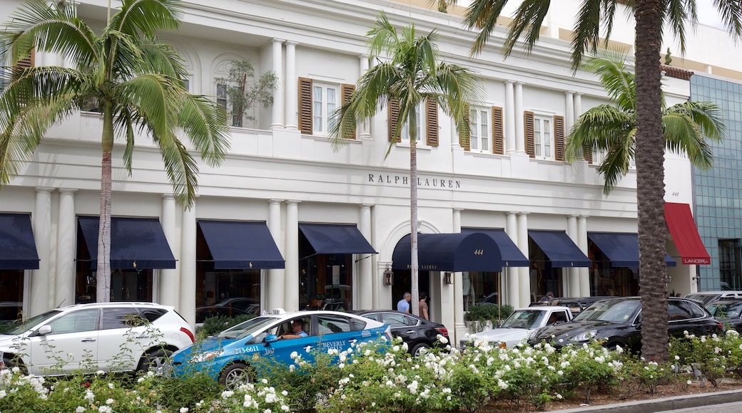 Rodeo Drive featuring signage, street scenes and shopping