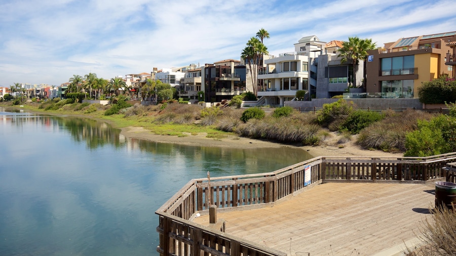 Marina del Rey which includes a coastal town, a river or creek and views