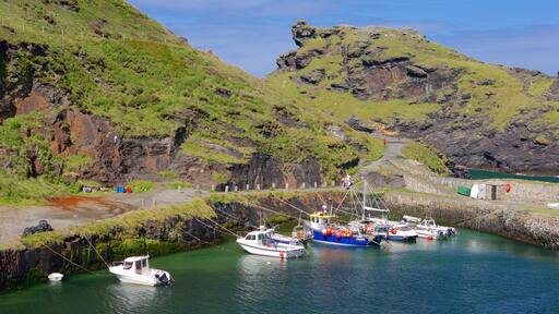 Boscastle caracterizando canoagem, uma baía ou porto e paisagens litorâneas