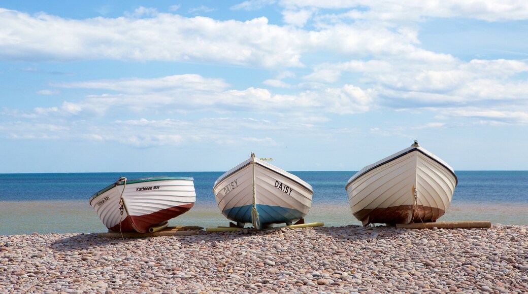 Budleigh Salterton qui includes navigation et plage de galets