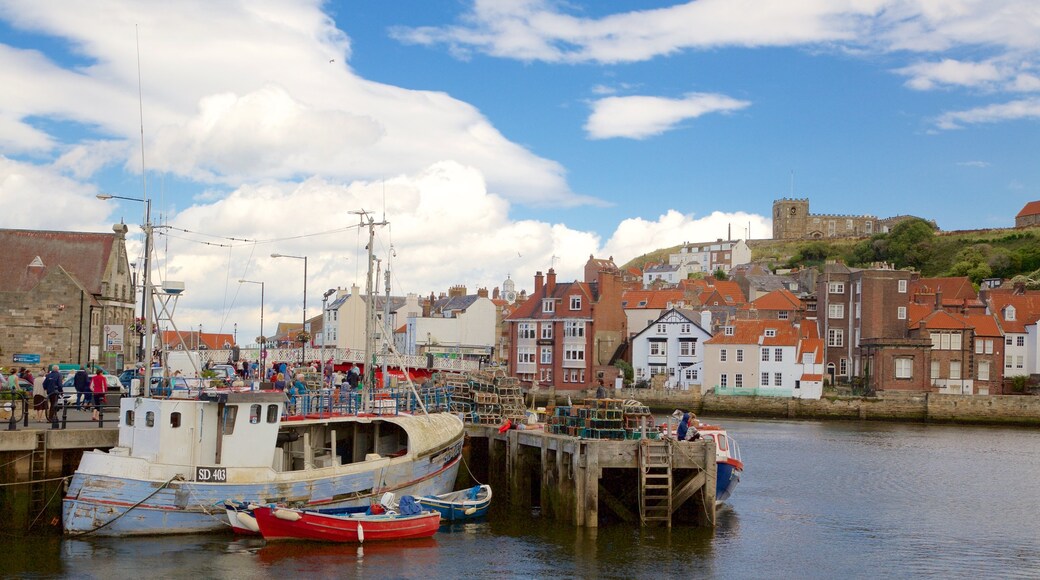 Whitby qui includes ville côtière, navigation et vues littorales