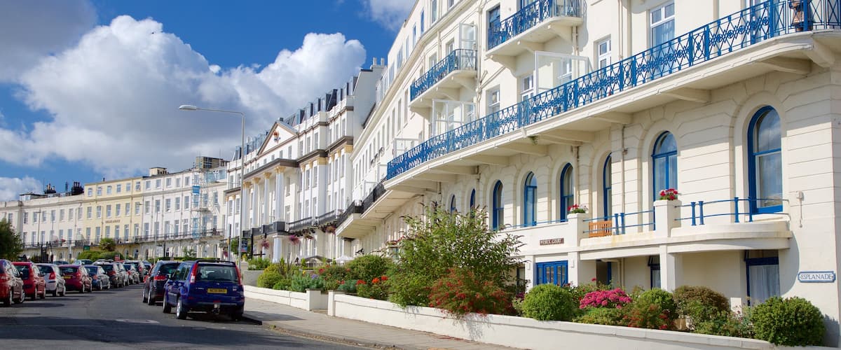 Scarborough featuring a coastal town and a luxury hotel or resort
