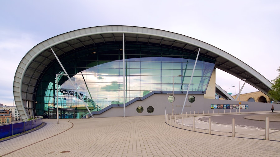 Sage Gateshead toont moderne architectuur en een stad