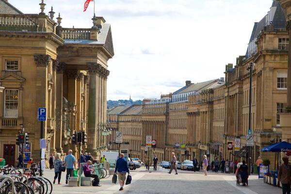 Newcastle-upon-Tyne Theatre Royal featuring a city, heritage architecture and cycling