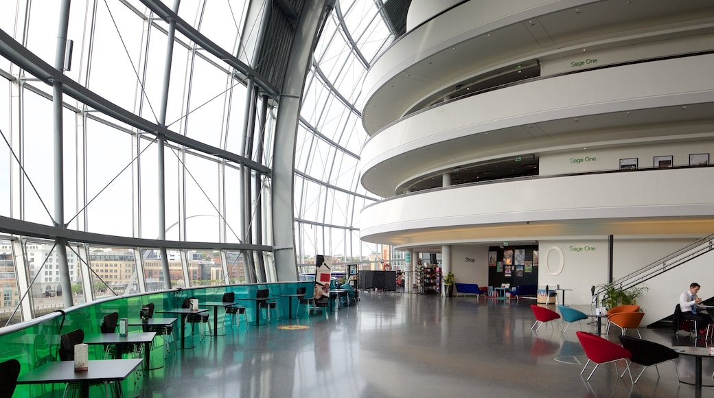 Sage Gateshead mostrando arquitectura moderna y vistas interiores