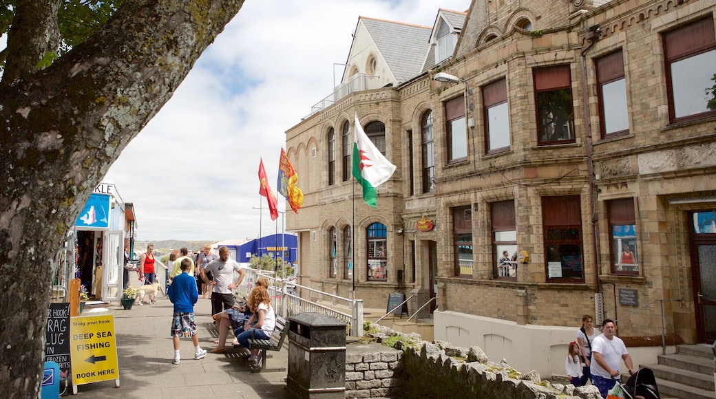 Newquay featuring heritage architecture, a coastal town and shopping