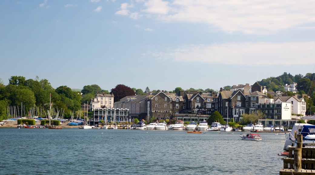 Bowness-on-Windermere featuring boating, a small town or village and a lake or waterhole