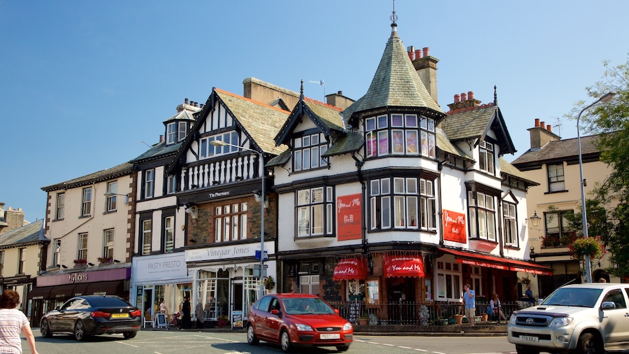 Bowness-on-Windermere which includes street scenes, a small town or village and signage