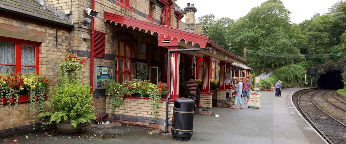 Lakeside which includes a small town or village, railway items and heritage architecture