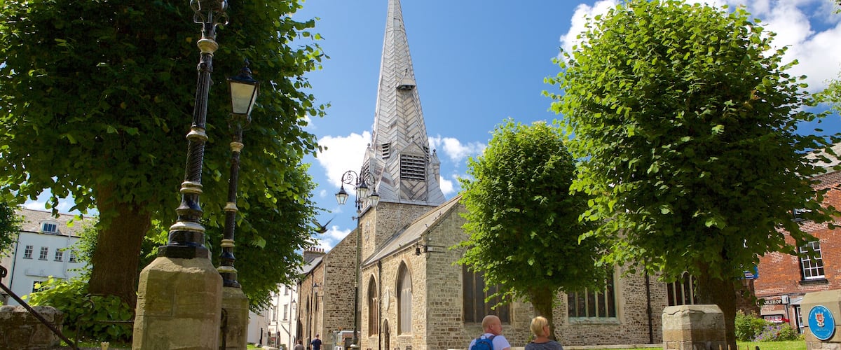 Barnstaple featuring a small town or village as well as a small group of people