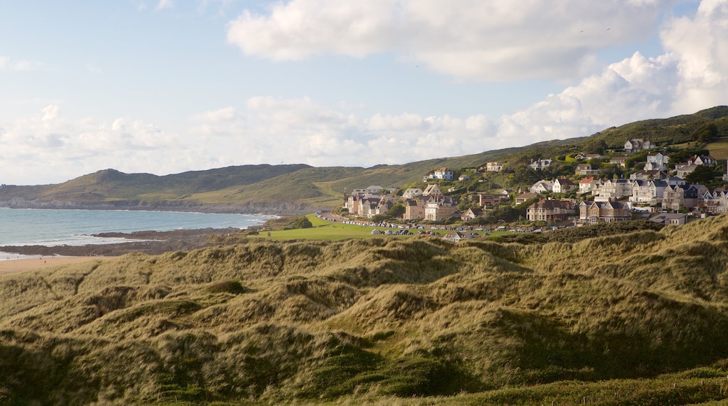 Woolacombe fasiliteter samt rolig landskap, landskap og kyst