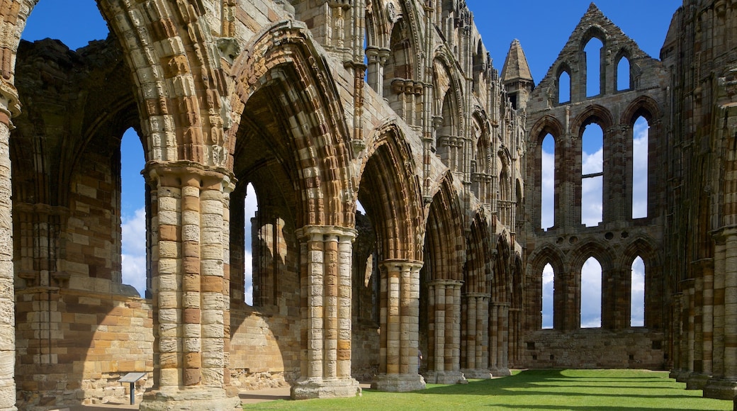 Whitby Abbey og byder på en kirke eller en katedral og historiske bygningsværker