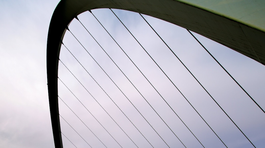 Gateshead Millennium Bridge showing modern architecture and a bridge