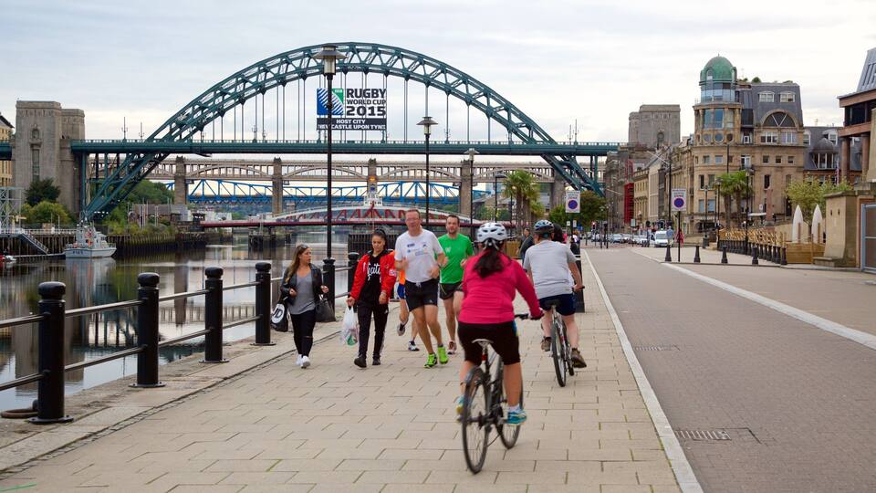 Quayside caracterizando uma cidade, cenas de rua e ciclismo