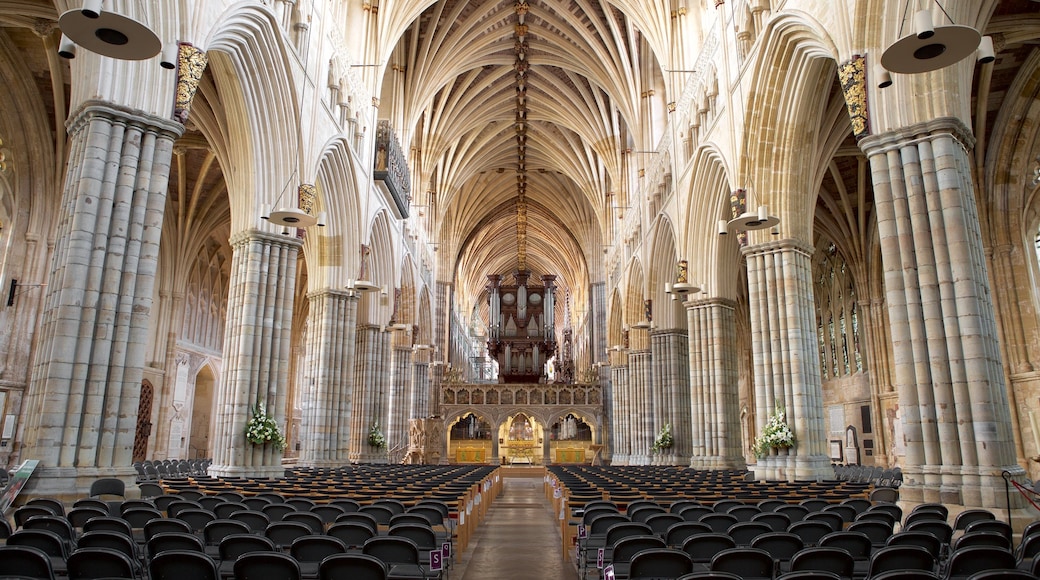 Exeter Cathedral featuring heritage architecture, religious elements and a church or cathedral