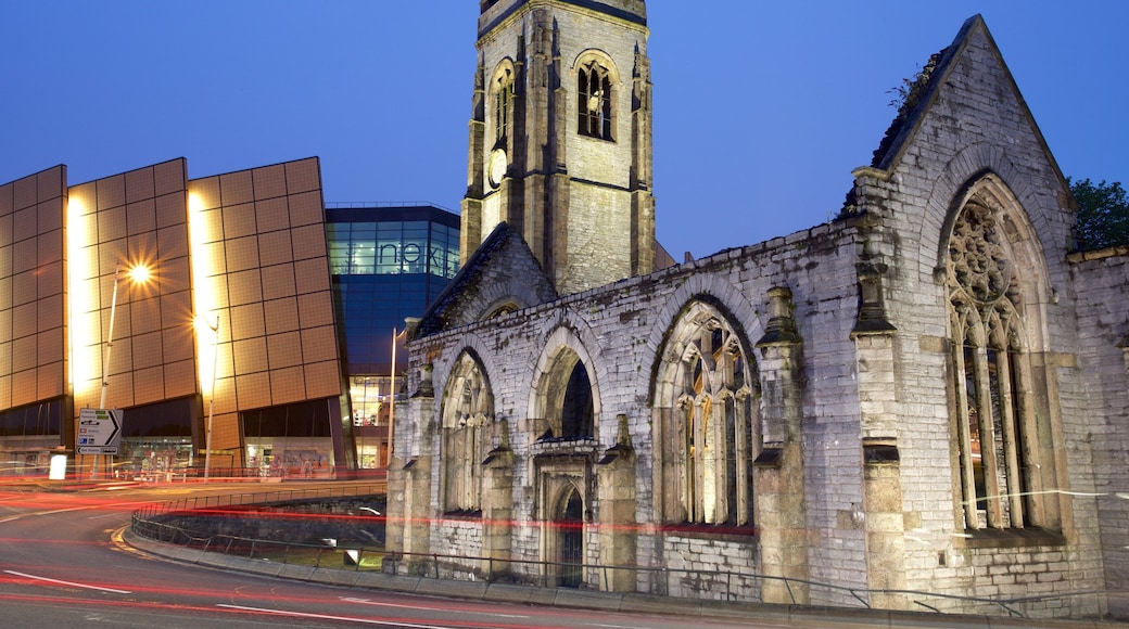 Charles Church showing heritage architecture, a church or cathedral and night scenes