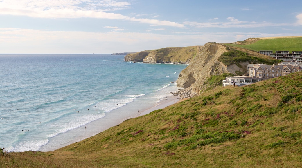 Watergate Bay featuring a house, rugged coastline and tranquil scenes