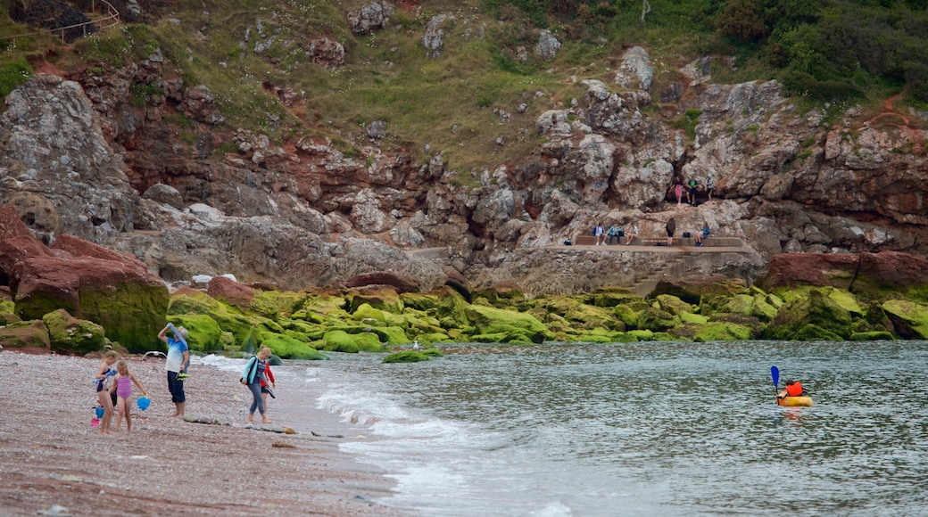 Babbacombe Beach showing a sandy beach and general coastal views as well as children