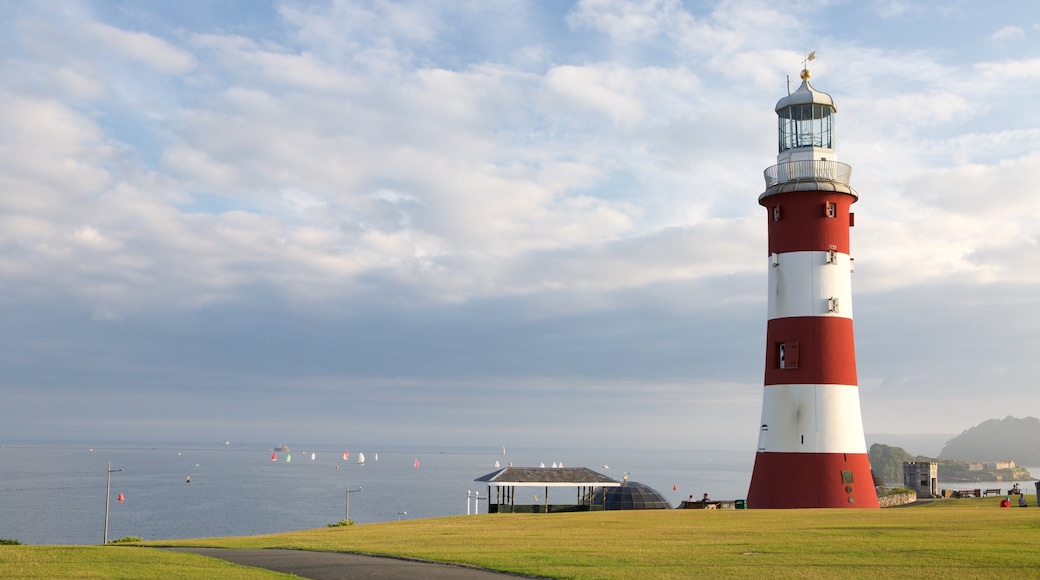 Smeatons Tower which includes a lighthouse and general coastal views