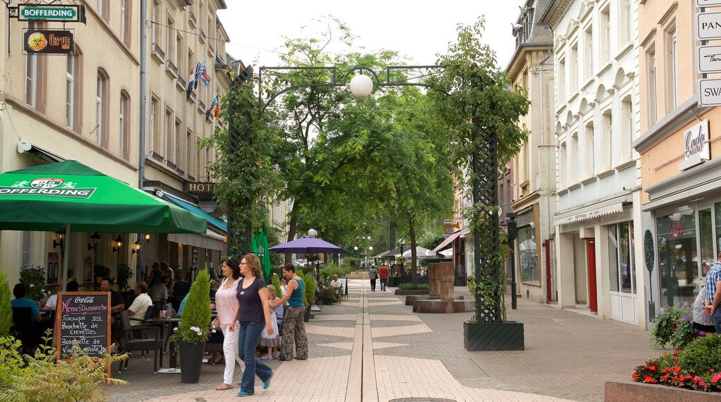 Echternach which includes café lifestyle, heritage architecture and street scenes