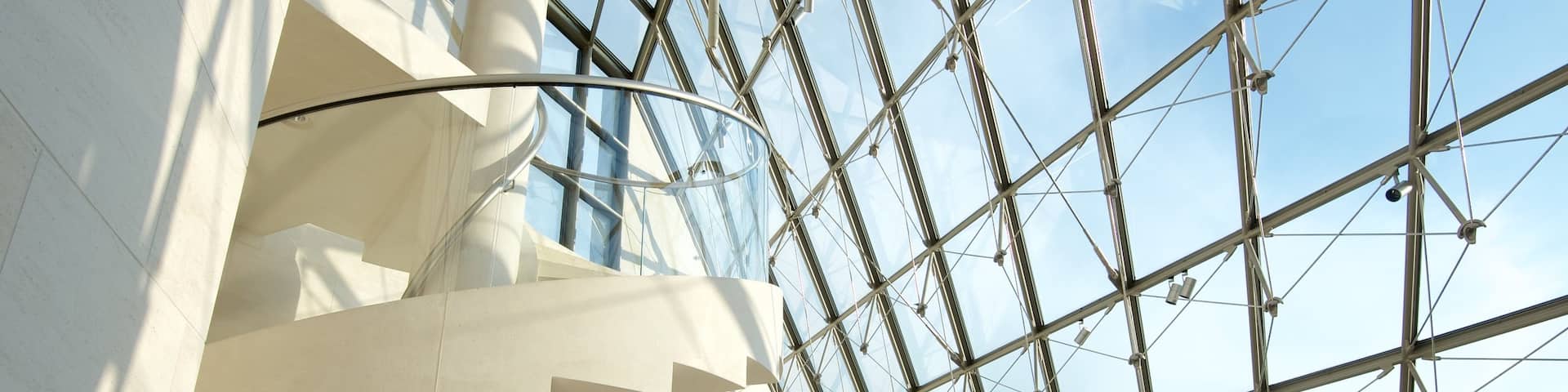 Mudam Luxembourg featuring a fountain, modern architecture and interior views