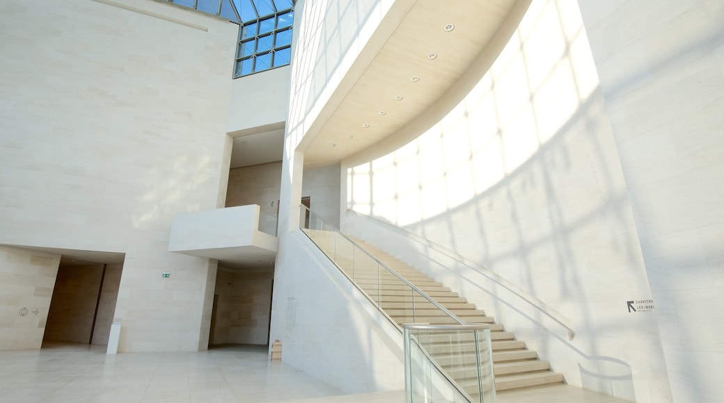 Mudam Luxembourg featuring modern architecture and interior views