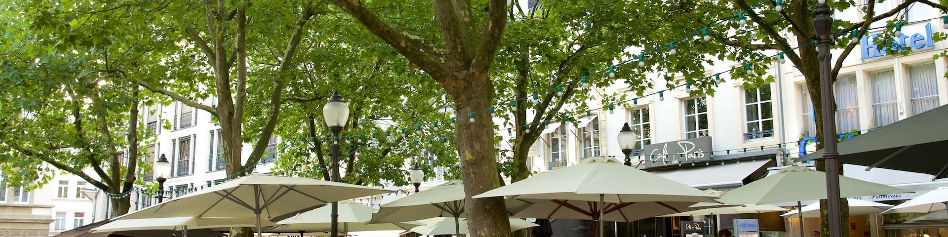 Place d\'Armes which includes outdoor eating and cafe lifestyle as well as a large group of people