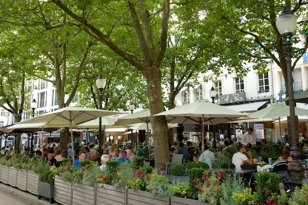 Place d\'Armes mettant en vedette sortie au restaurant et scÚnes de café aussi bien que important groupe de personnes