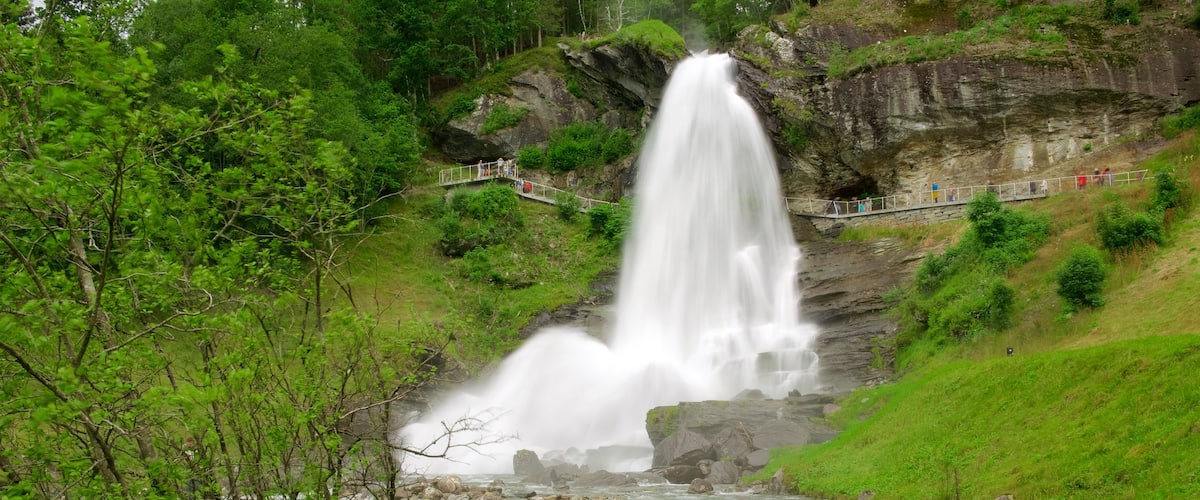 Bergen ofreciendo una cascada y un río o arroyo