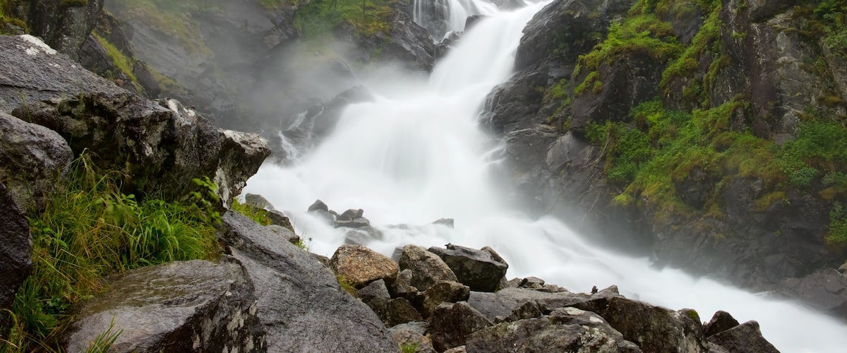 Bergen featuring rapids and a cascade