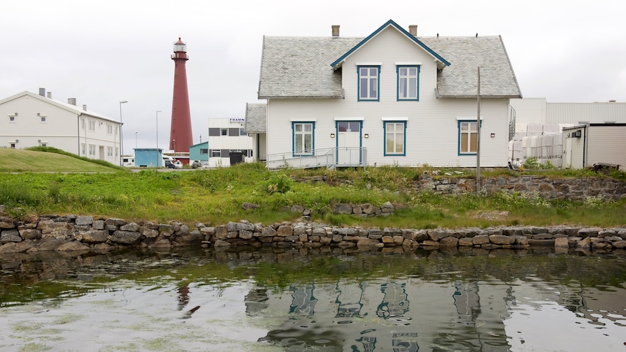 Andenes which includes a lighthouse and a house