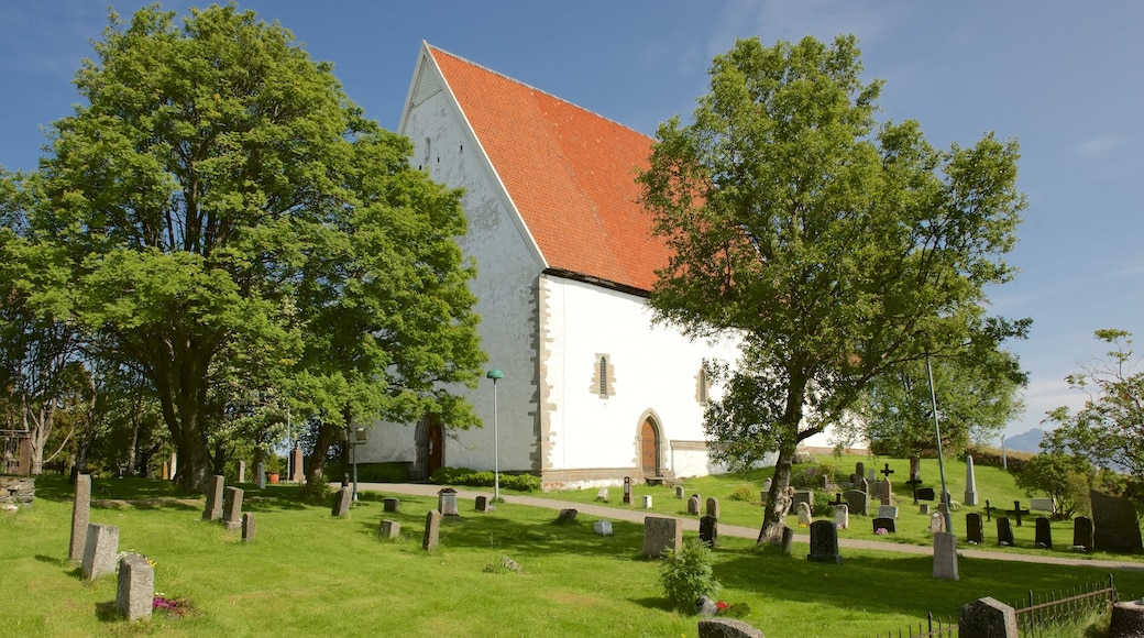 Trondenes kirke som inkluderer kirke eller katedral og kirkegård