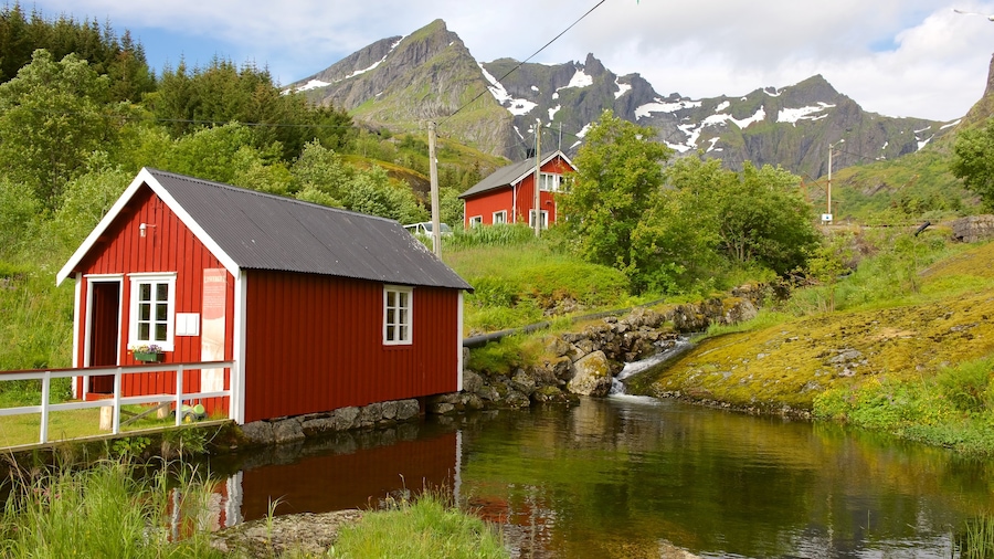 Leknes presenterar en liten stad eller by och ett hotell