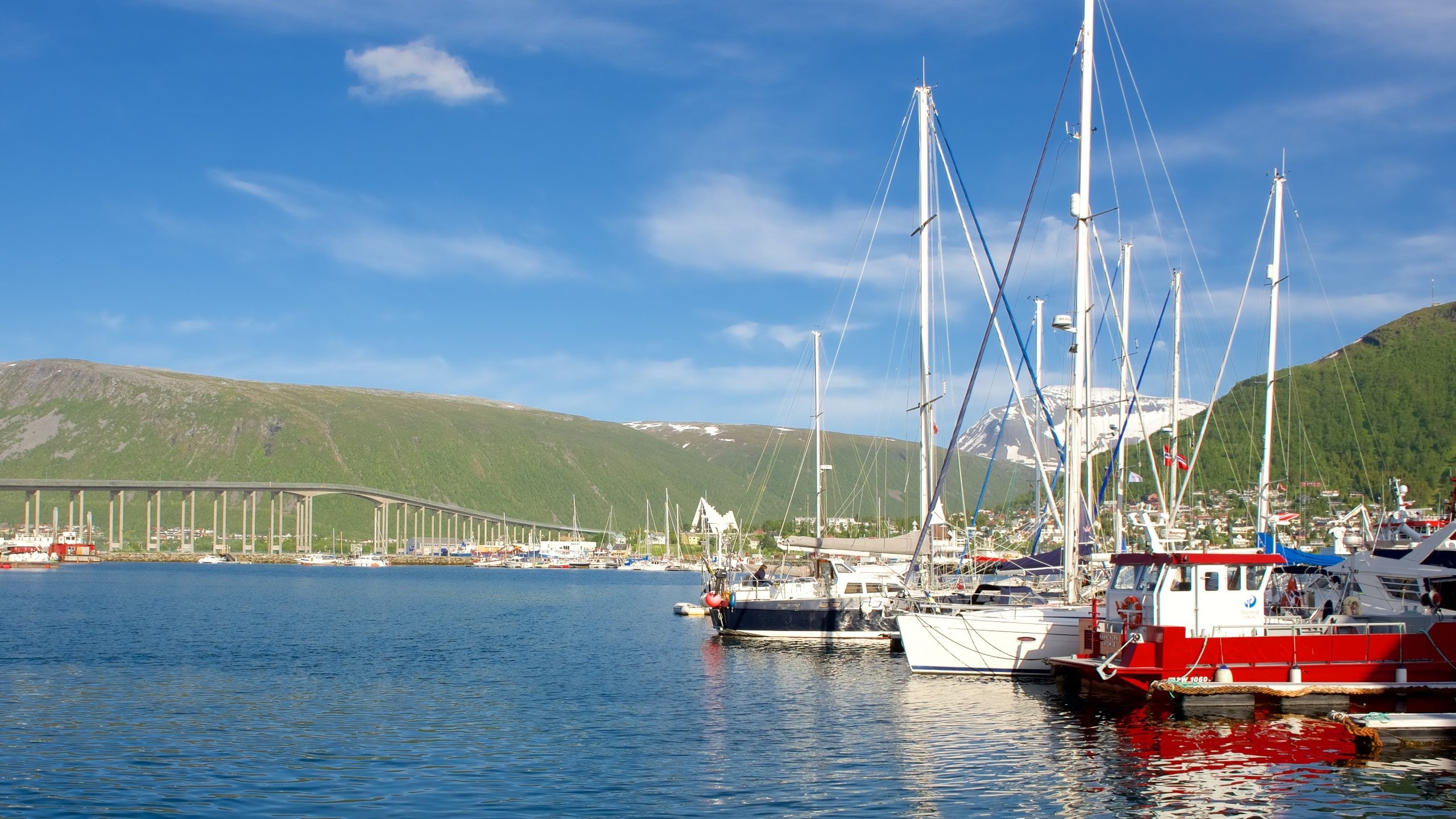 Tromso which includes boating, a marina and a bridge