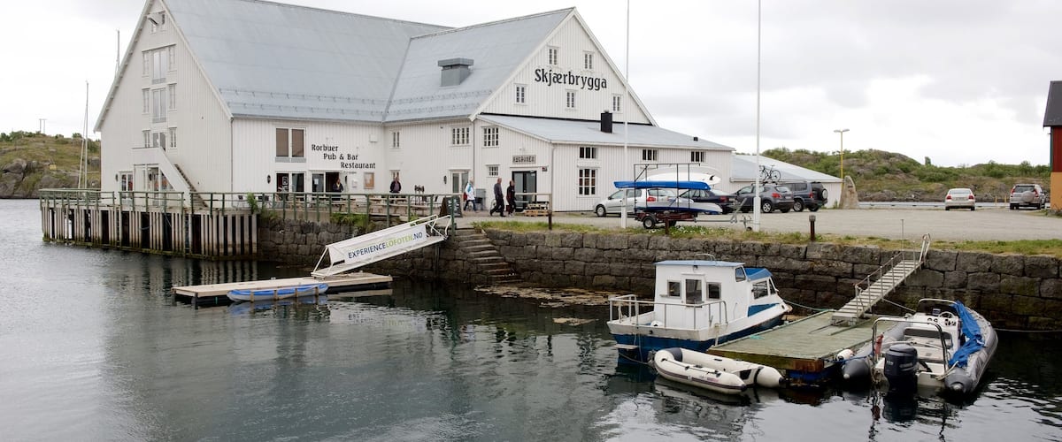 Hurtigruten Ferry Terminal Stamsund which includes a small town or village and boating