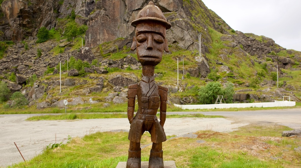 Stamsund fasiliteter samt kulturarv og statue eller skulptur