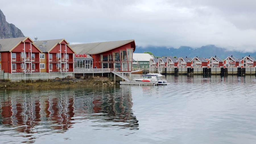 Svolvaer featuring a bay or harbor and a small town or village
