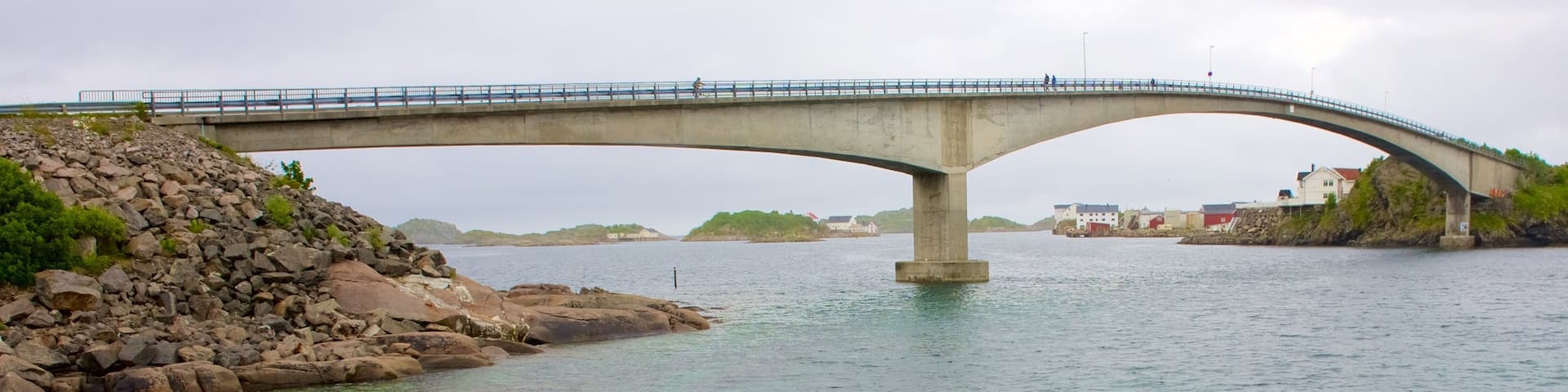 Henningsvaer Bridge featuring general coastal views and a bridge