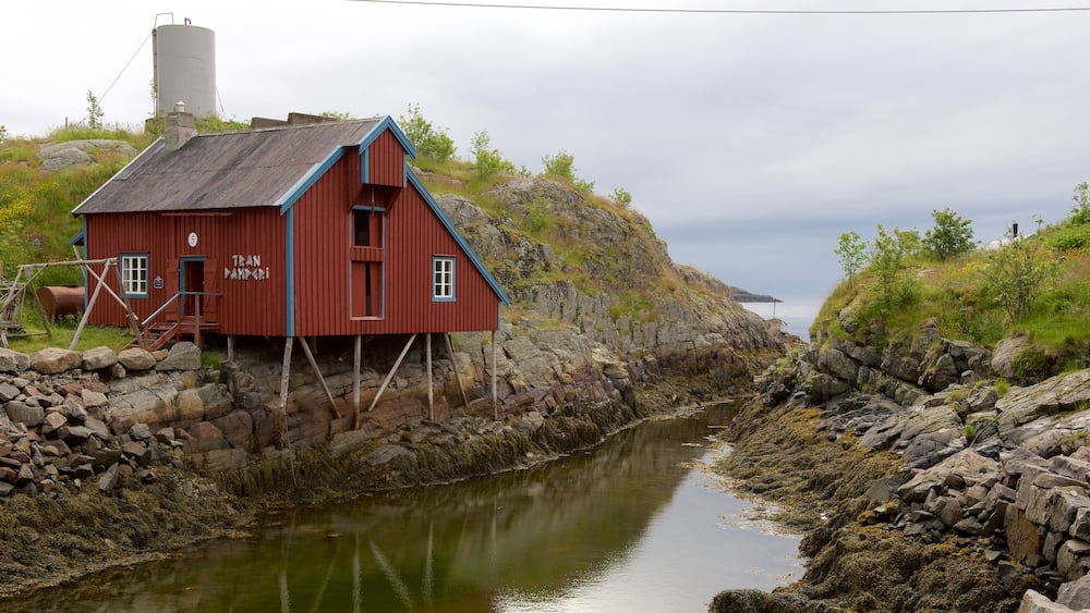 Norwegian Fishing Village Museum which includes a river or creek