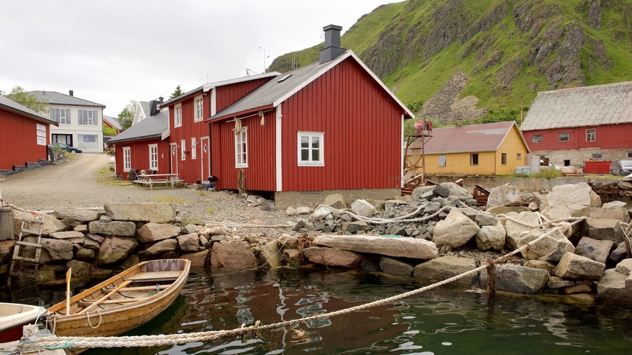 Leknes featuring a small town or village