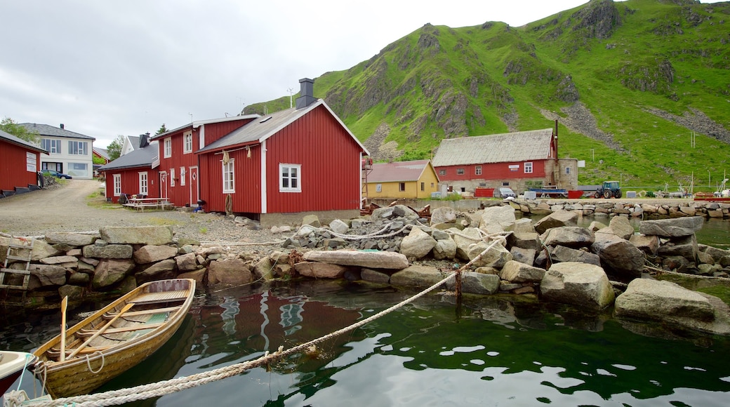 Leknes som inkluderar en liten stad eller by