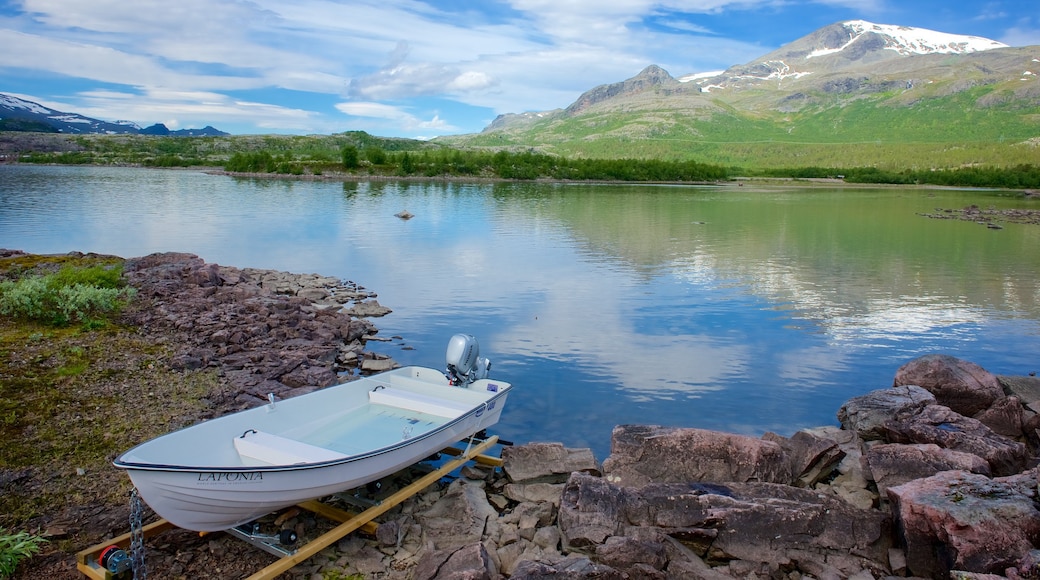 Stora Sjöfallets nationalpark som visar en sjö eller ett vattenhål