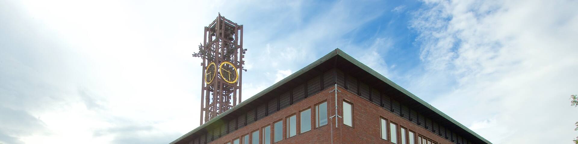 Town Hall which includes modern architecture and signage