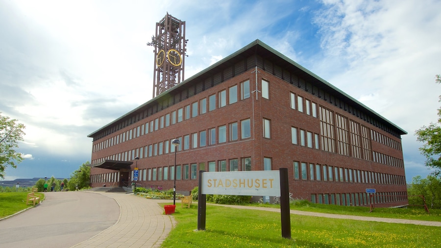 Town Hall showing modern architecture and signage