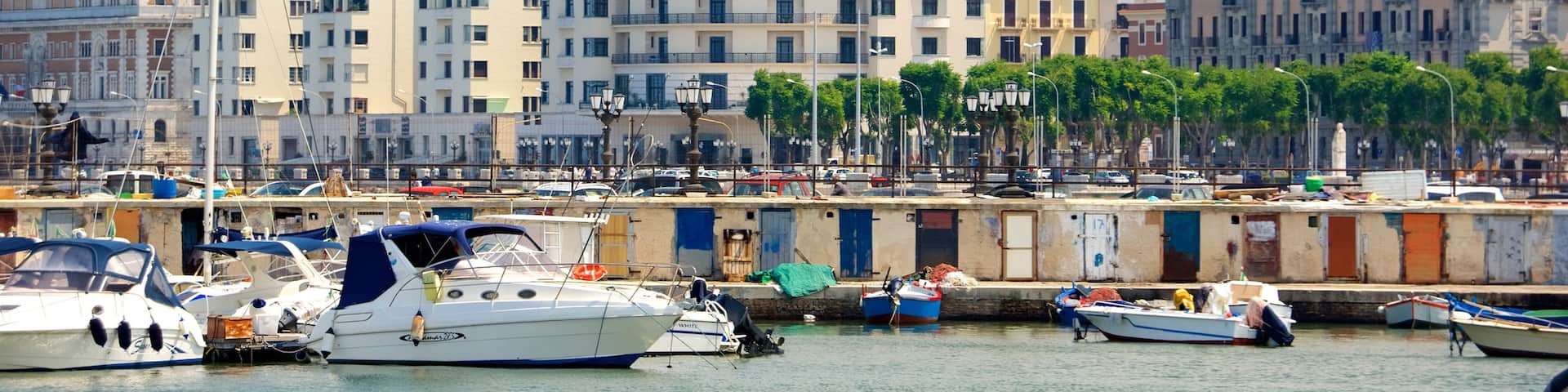 Bari Harbor showing a marina and a city